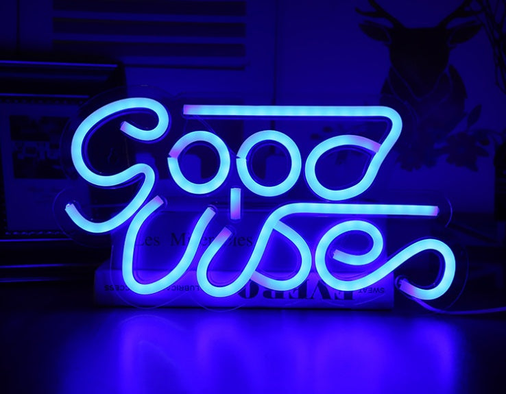 USB Neon Wall Light – “Good Vibes” Acrylic Sign for Fun Decor!