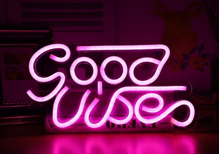 USB Neon Wall Light – “Good Vibes” Acrylic Sign for Fun Decor!